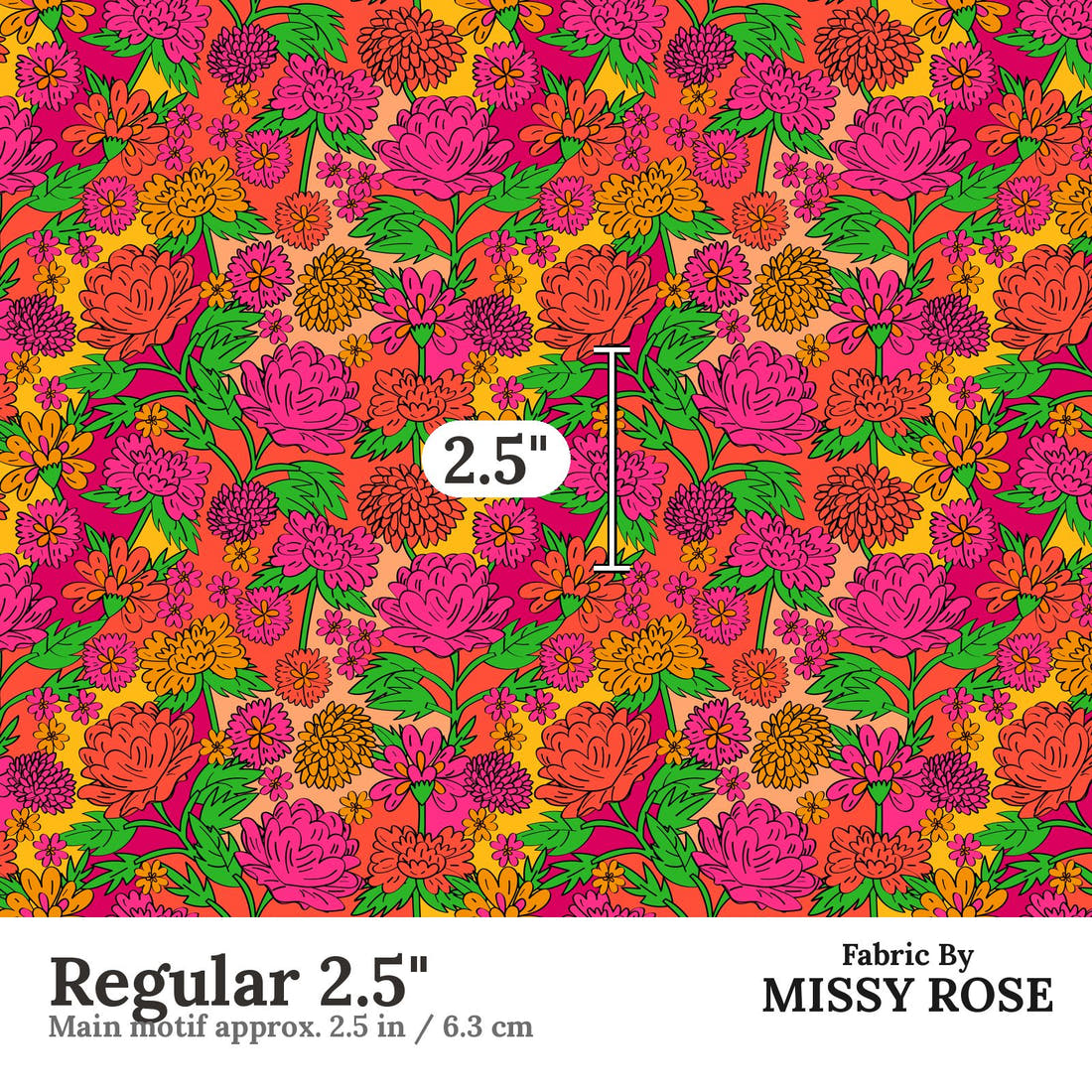 Studio Saturate Fabric 126 Regular 2.5 inch print scale guide | Fabric by Missy Rose
