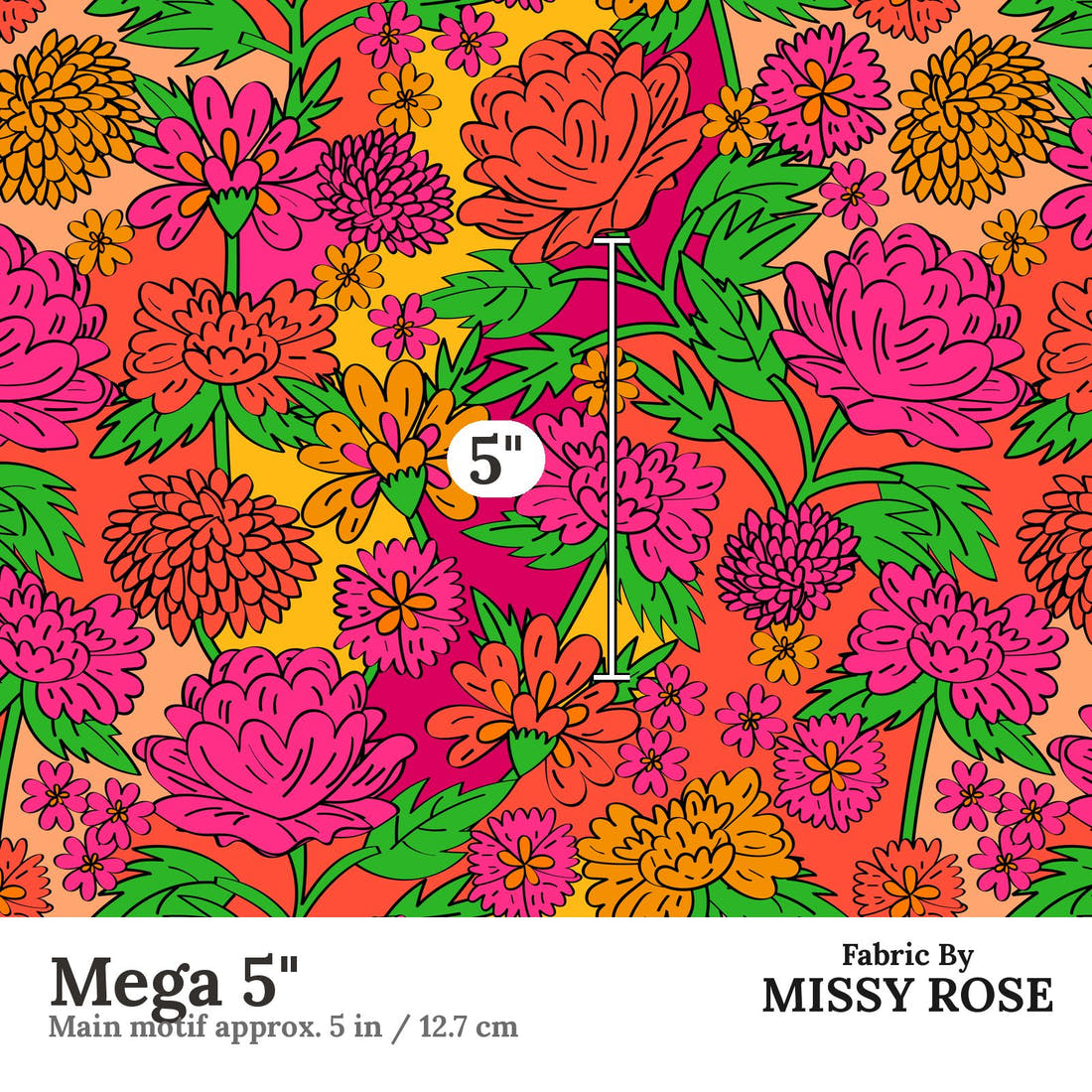 Studio Saturate Fabric 126 Mega 5 inch print scale guide | Fabric by Missy Rose