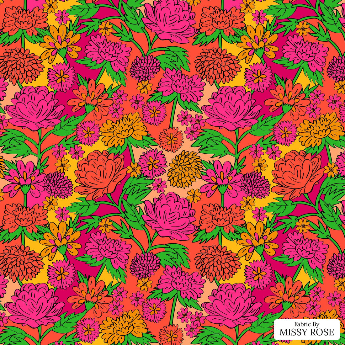 Studio Saturate Fabric 126 - flat view of the print, zoom in for detail | Fabric by Missy Rose