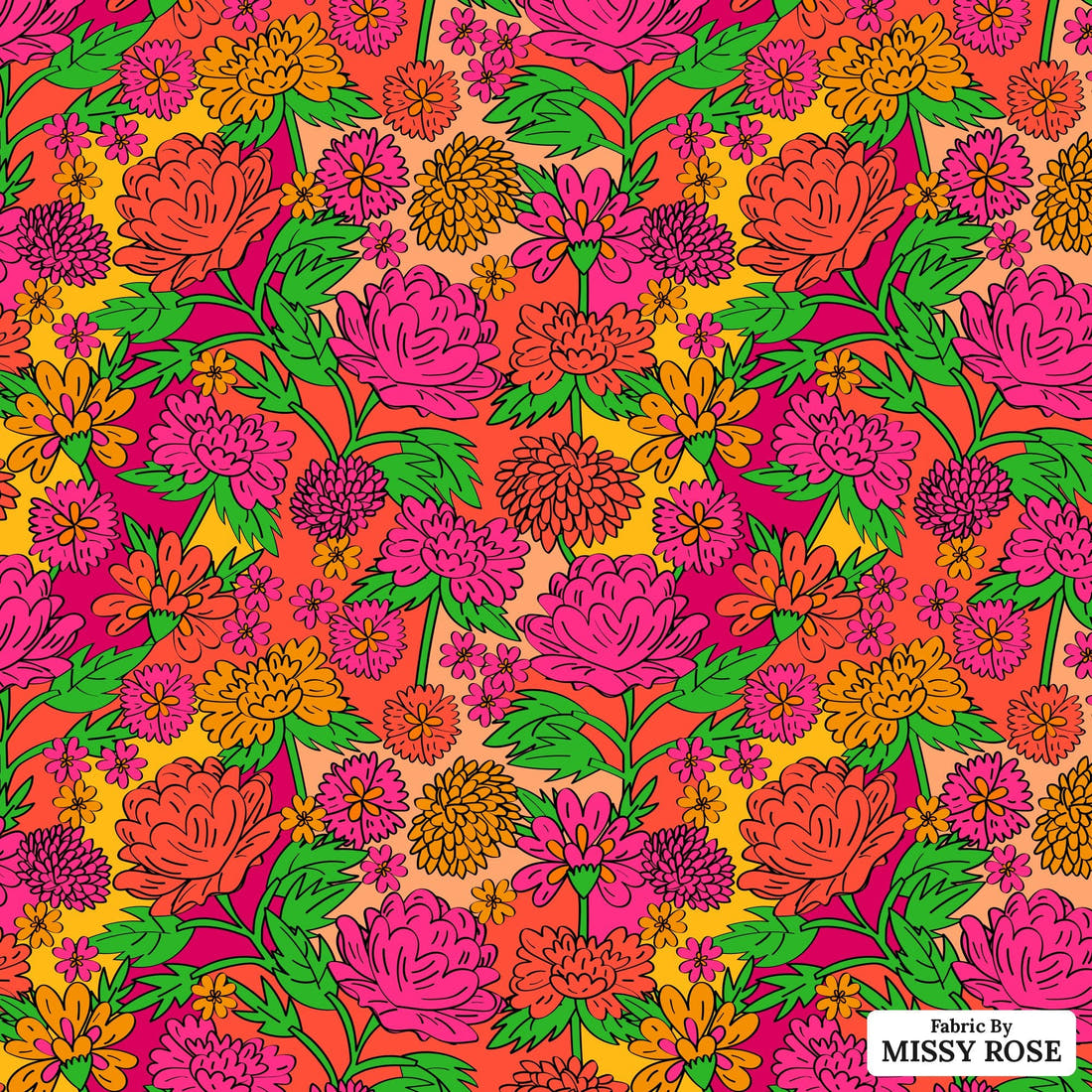 Studio Saturate Fabric 126 - flat view of the print, zoom in for detail | Fabric by Missy Rose