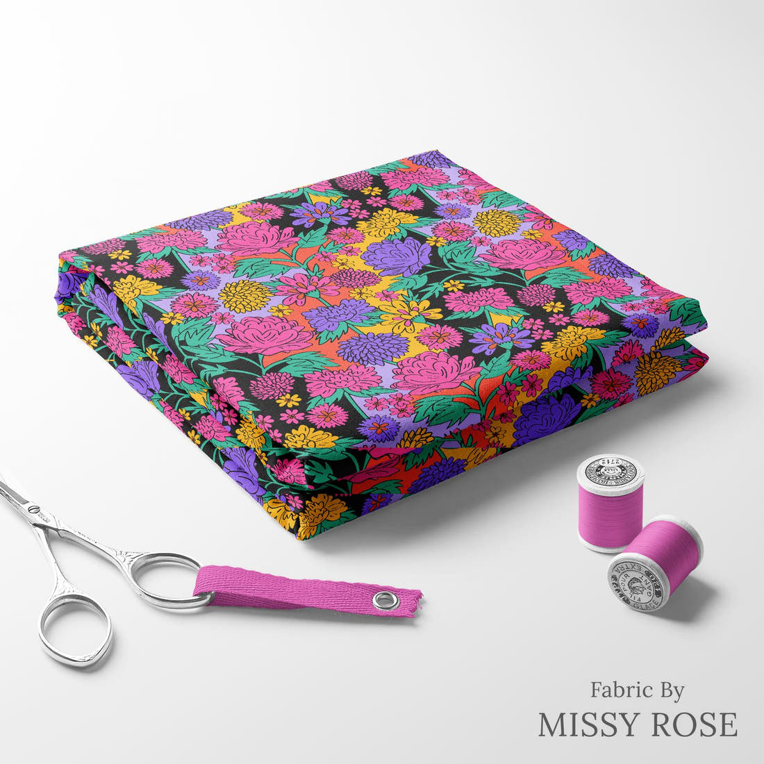 Studio Saturate Fabric 127 folded fabric stack with matching thread - pre-order fabric Australia | Fabric by Missy Rose
