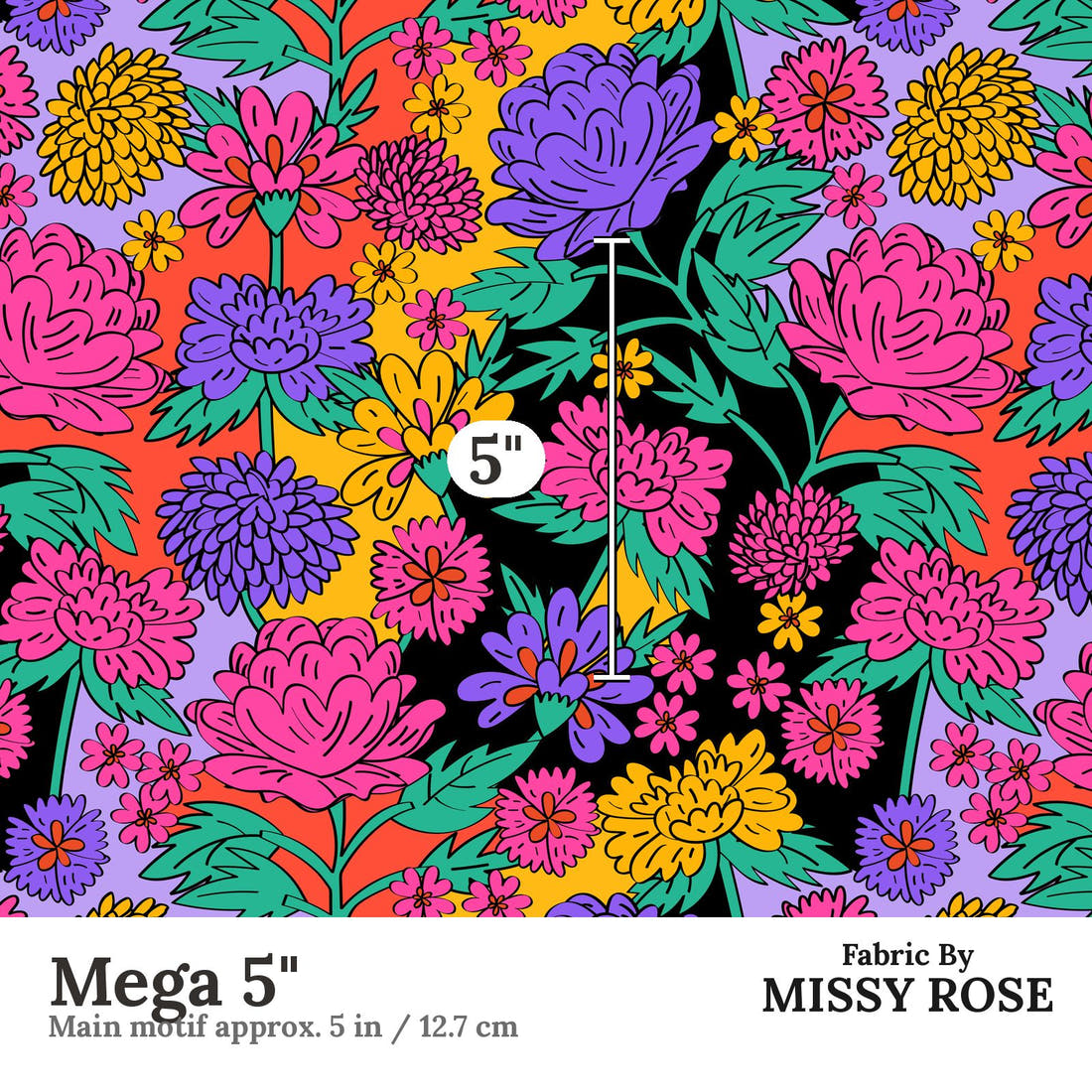 Studio Saturate Fabric 127 Mega 5 inch print scale guide | Fabric by Missy Rose