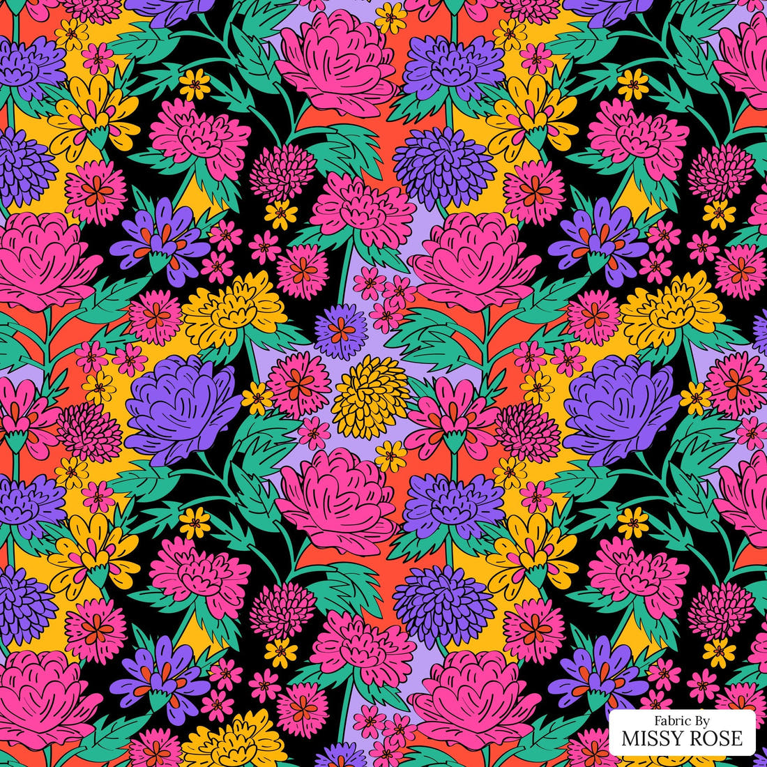 Studio Saturate Fabric 127 - flat view of the print, zoom in for detail | Fabric by Missy Rose