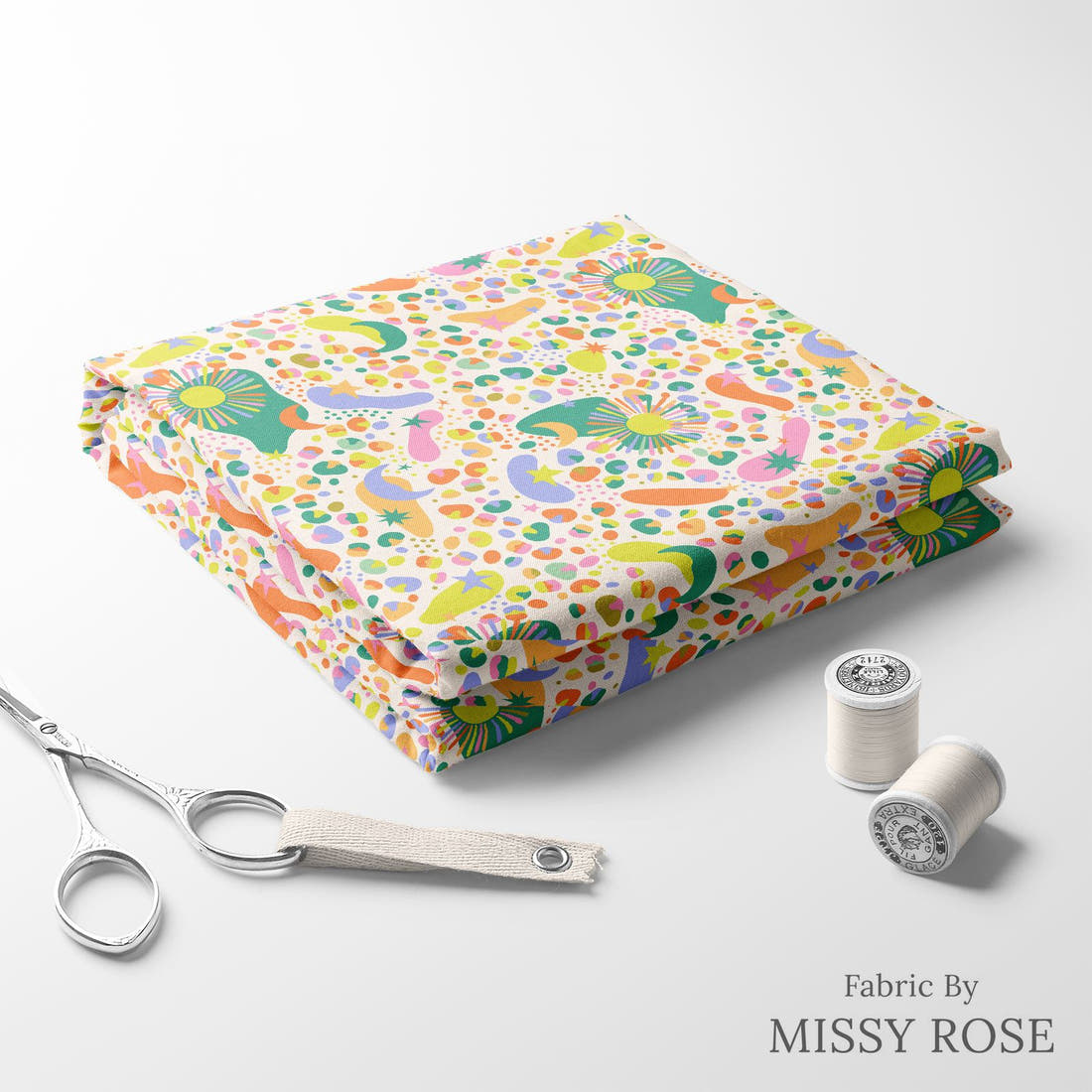 Studio Saturate Fabric 128 folded fabric stack with matching thread - pre-order fabric Australia | Fabric by Missy Rose