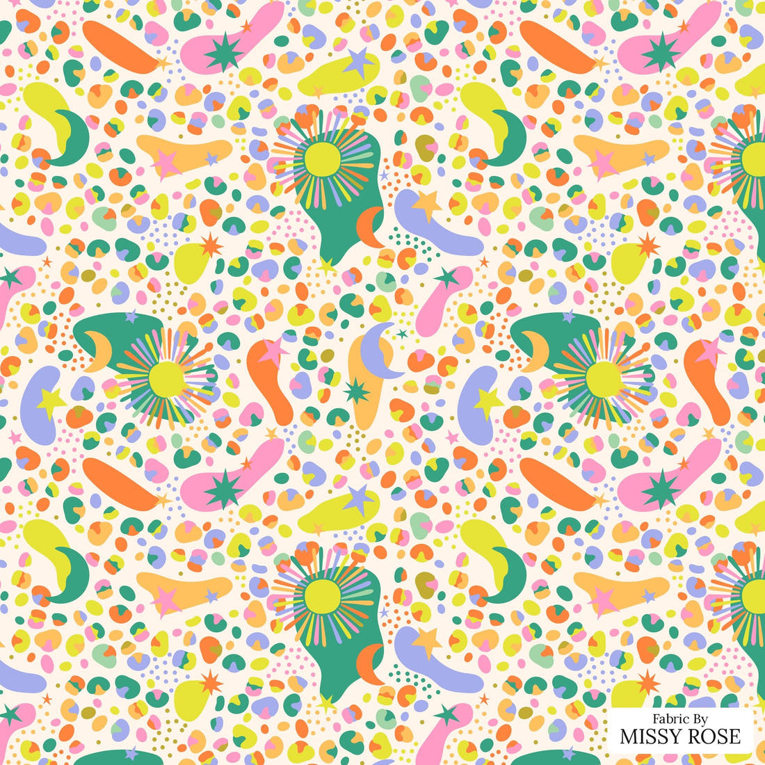 Studio Saturate Fabric 128 - flat view of the print, zoom in for detail | Fabric by Missy Rose