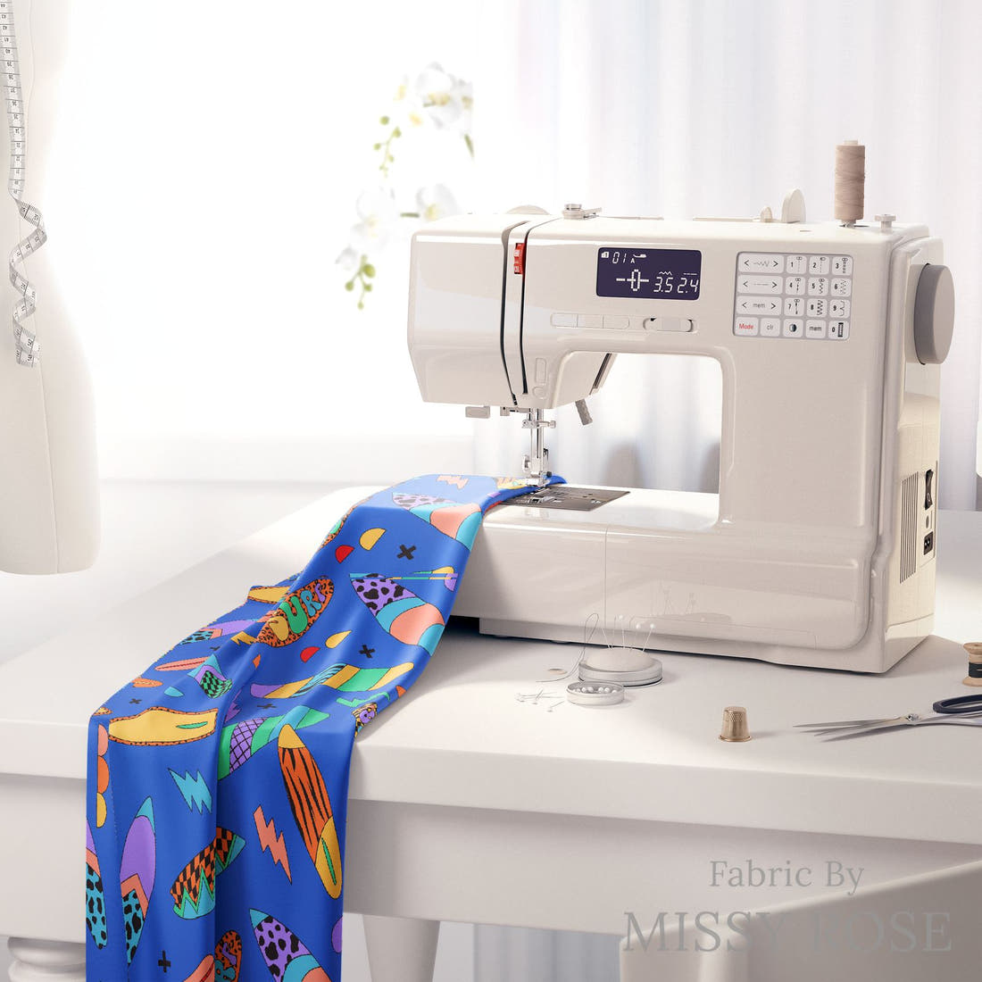 Studio Saturate Fabric 129 on a sewing machine - premium fabric for sewing projects | Fabric by Missy Rose