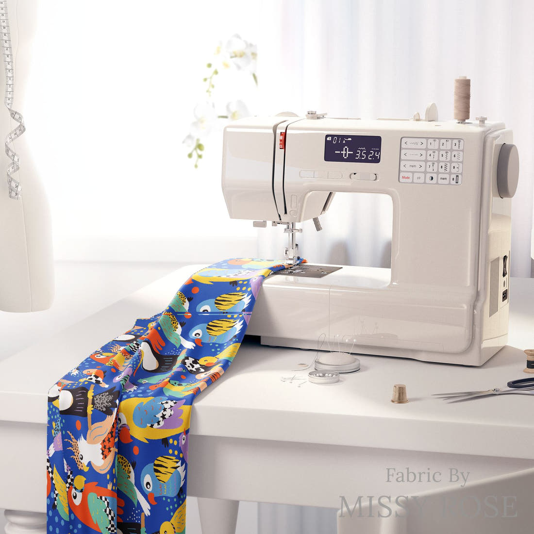 Studio Saturate Fabric 130 on a sewing machine - premium fabric for sewing projects | Fabric by Missy Rose