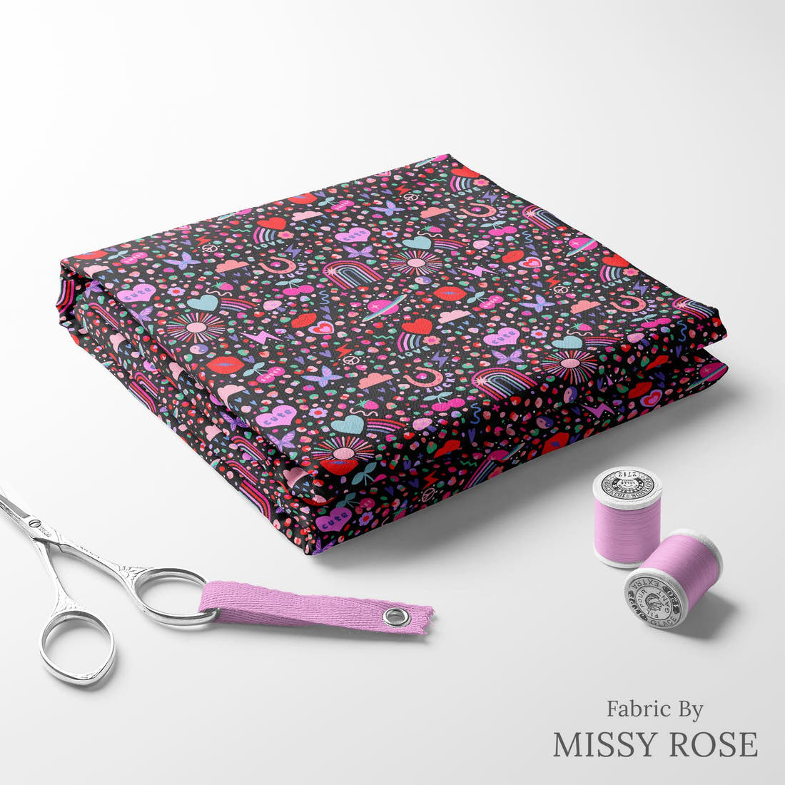 Studio Saturate Fabric 132 folded fabric stack with matching thread - pre-order fabric Australia | Fabric by Missy Rose