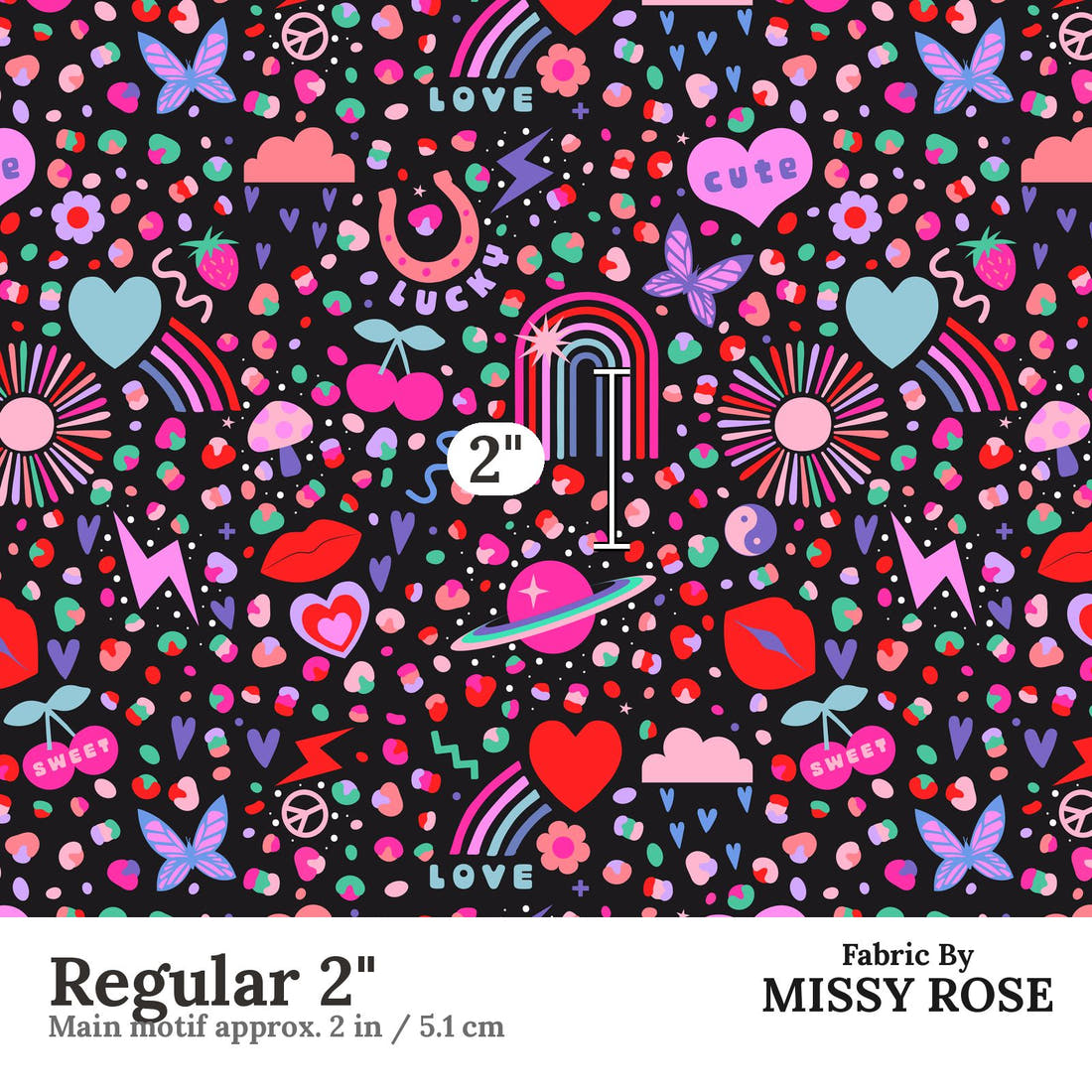 Studio Saturate Fabric 132 Regular 2 inch print scale guide | Fabric by Missy Rose