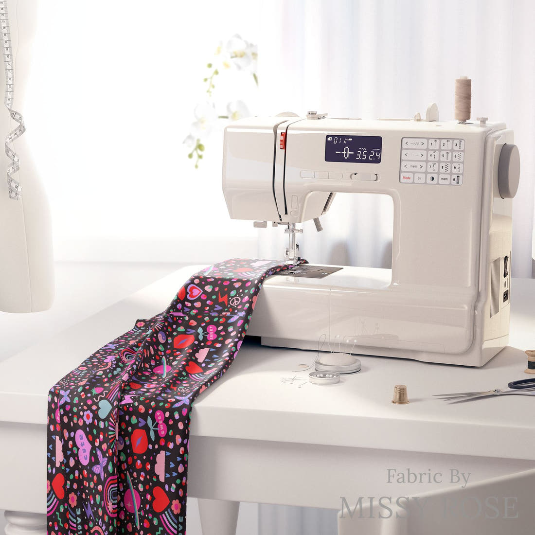 Studio Saturate Fabric 132 on a sewing machine - premium fabric for sewing projects | Fabric by Missy Rose