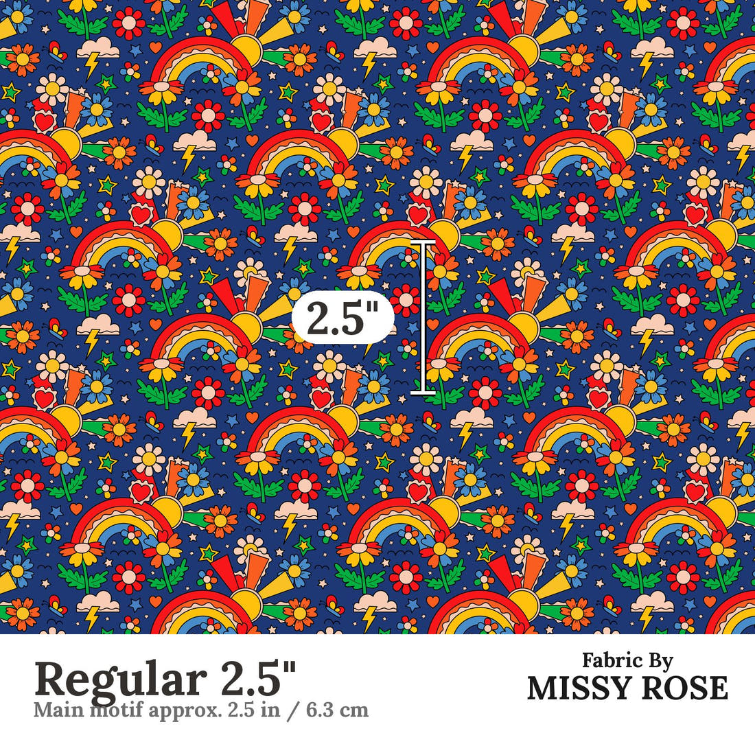 Studio Saturate Fabric 133 Regular 2.5 inch print scale guide | Fabric by Missy Rose
