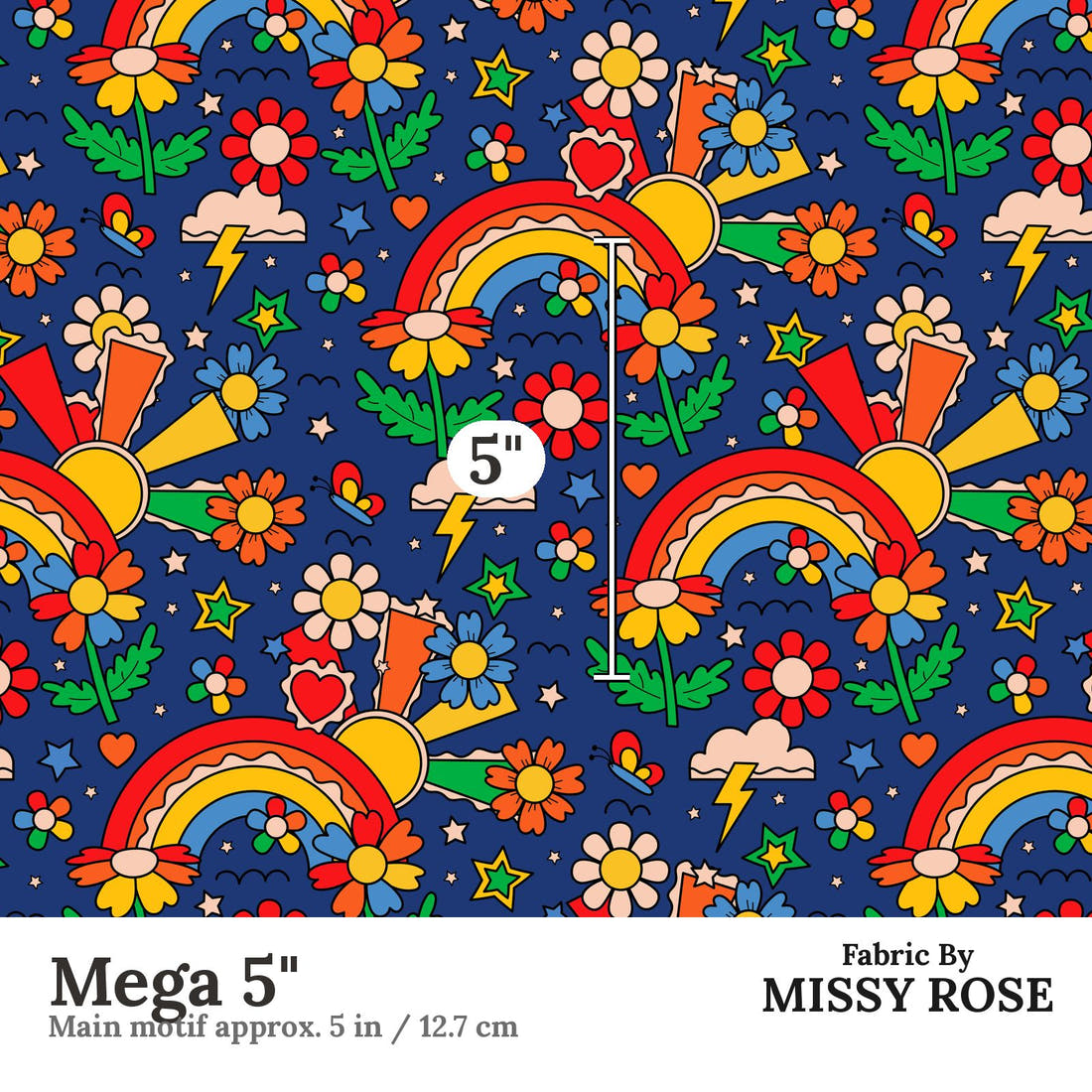 Studio Saturate Fabric 133 Mega 5 inch print scale guide | Fabric by Missy Rose