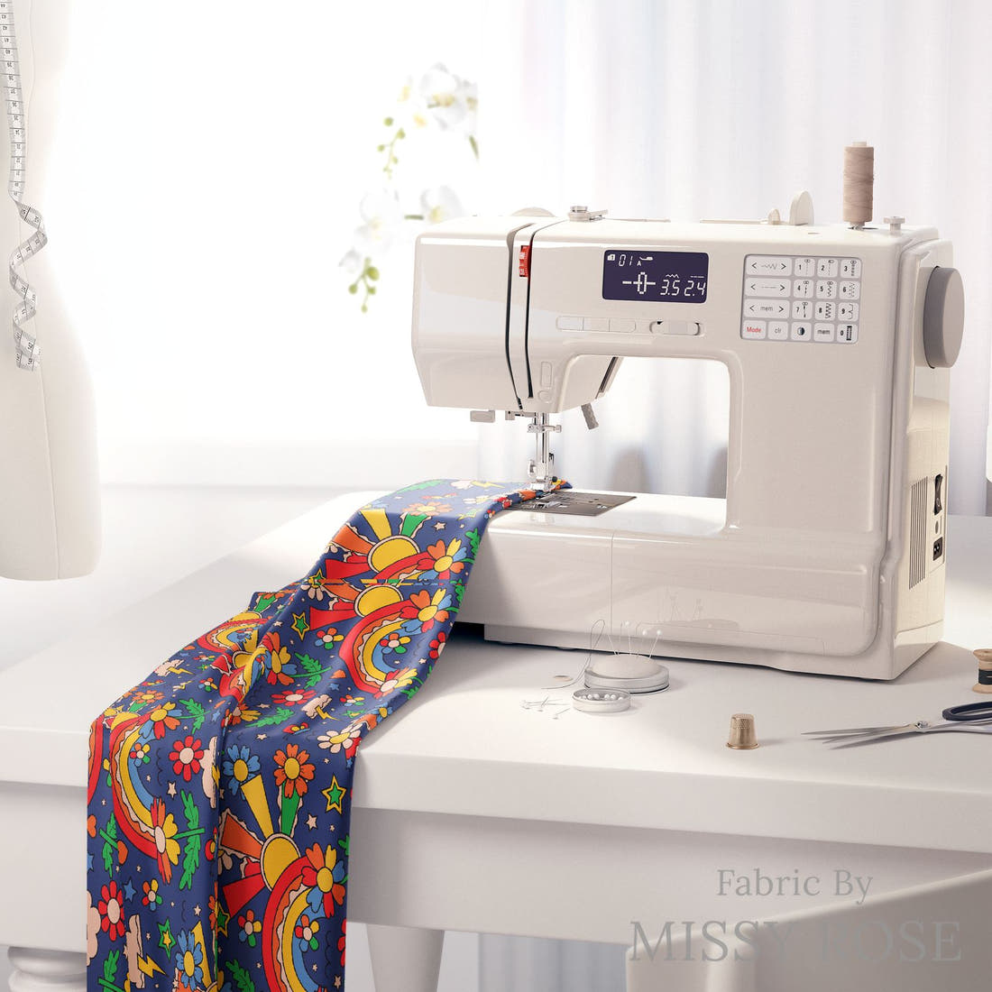 Studio Saturate Fabric 133 on a sewing machine - premium fabric for sewing projects | Fabric by Missy Rose