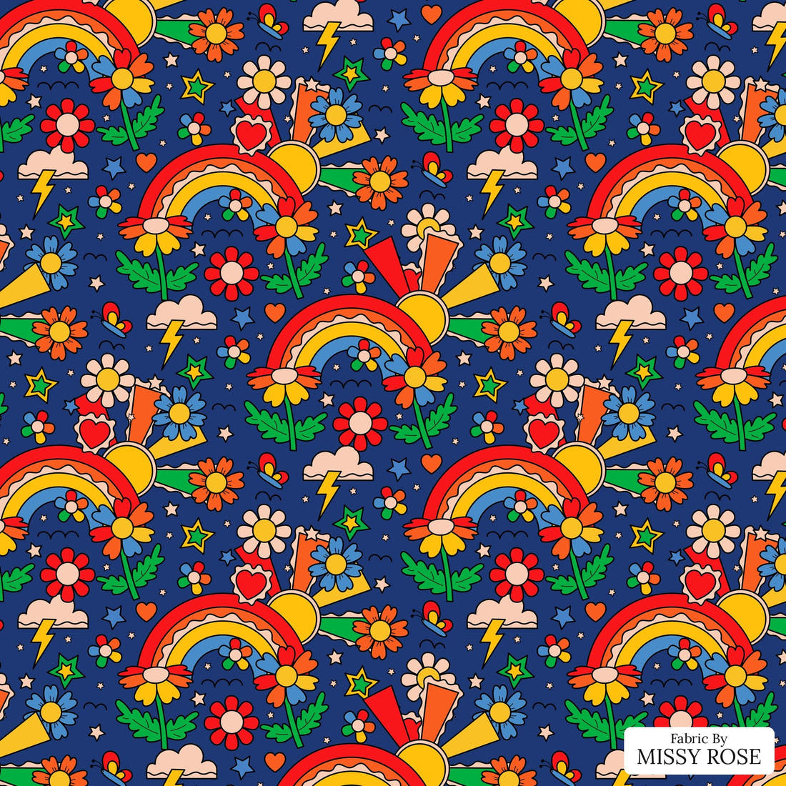 Studio Saturate Fabric 133 - flat view of the print, zoom in for detail | Fabric by Missy Rose