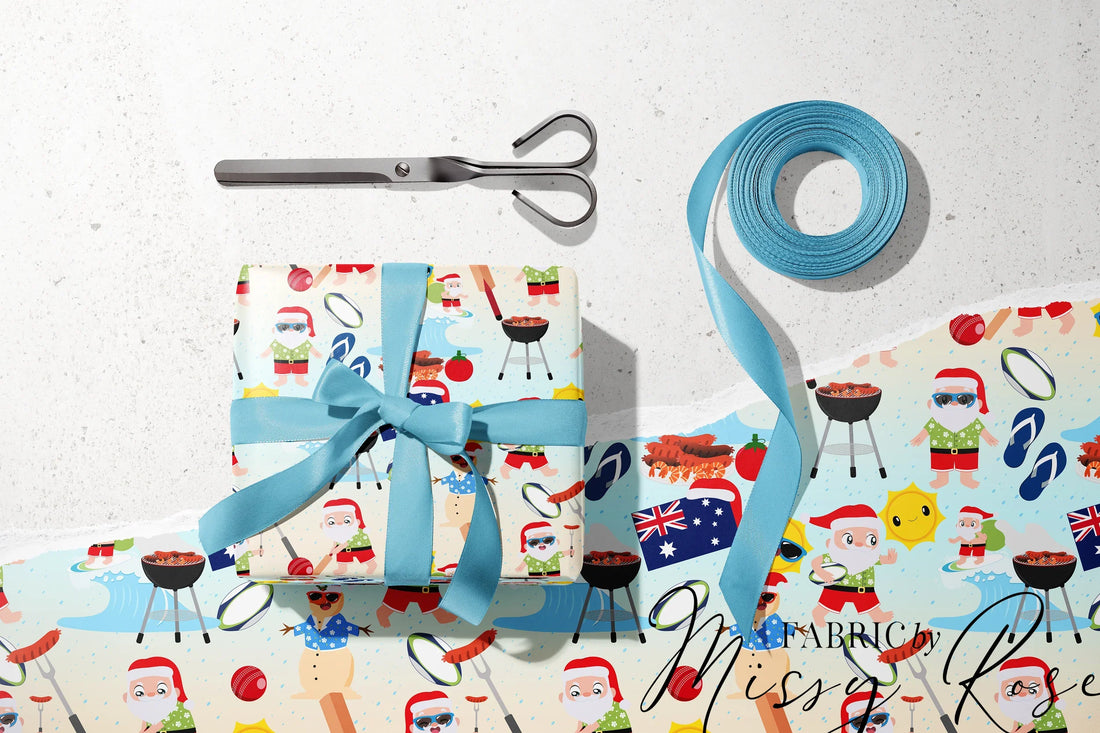 Christmas Wrapping Paper x 4 pack fabric – pre-order designer fabric Australia | Fabric by Missy Rose