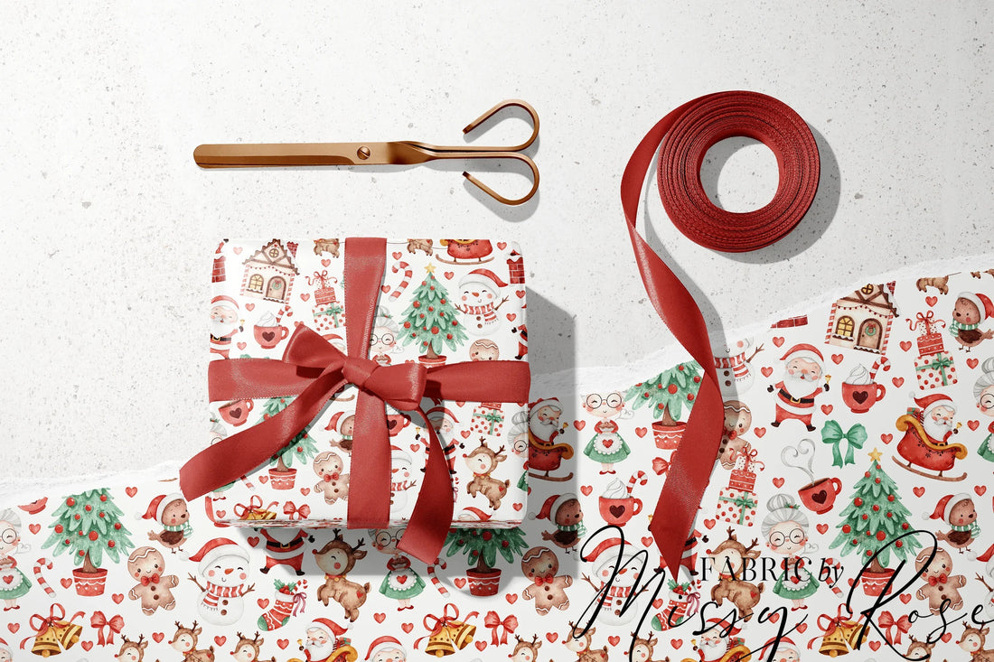 Christmas Wrapping Paper x 4 pack fabric – made-to-order custom fabric by the metre | Fabric by Missy Rose