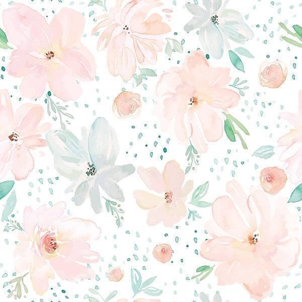 Indy Bloom Fabric April Showers White 01 – Australian custom printed fabric pre-order | Fabric by Missy Rose