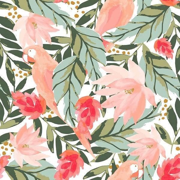 Indy Bloom Fabric Boho Beach Floral Tropical Green Peach 17 – made-to-order custom fabric by the metre | Fabric by Missy Rose