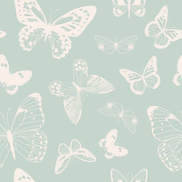 Indy Bloom Fabric Boho Butterflies Aqua 01 – custom printed pre-order fabric Australia | Fabric by Missy Rose