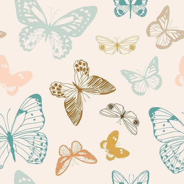 Indy Bloom Fabric Boho Butterflies Cream 03 – made-to-order custom fabric by the metre | Fabric by Missy Rose