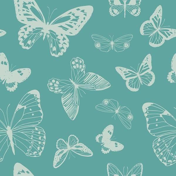 Indy Bloom Fabric Boho Butterflies Teal 04 – Australian custom printed fabric pre-order | Fabric by Missy Rose