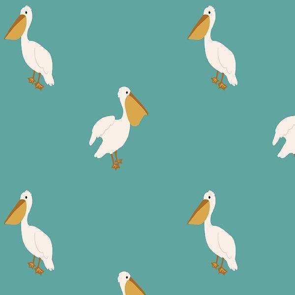 Indy Bloom Fabric Boho Pelican in Teal 14 – Australian custom printed fabric pre-order | Fabric by Missy Rose