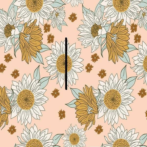 Indy Bloom Fabric Boho Sunflowers in Blush 23 – made-to-order custom fabric by the metre | Fabric by Missy Rose