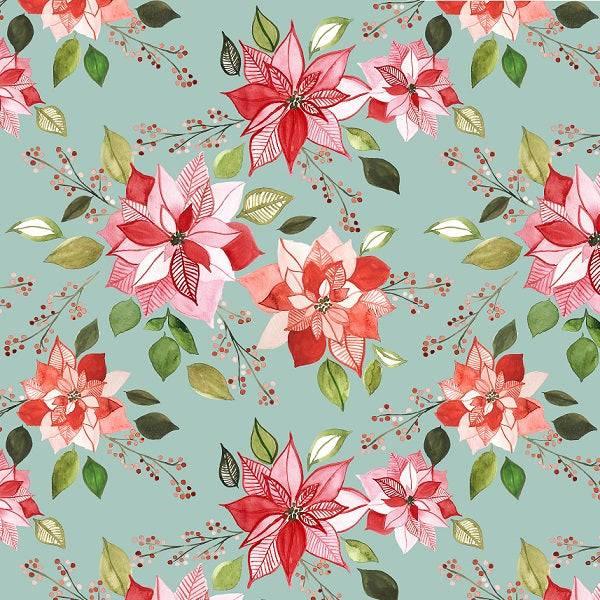 IB Christmas - Poinsettia Blue 59 - Fabric by Missy Rose Pre-Order