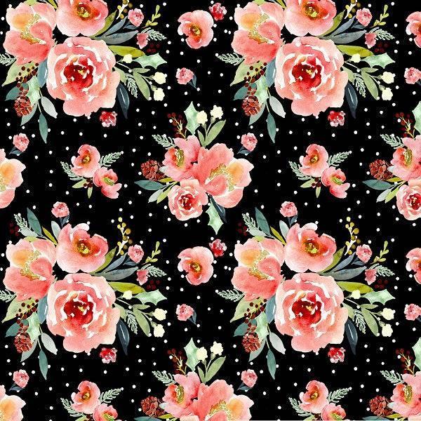 Indy Bloom Fabric Christmas Black 09 – Australian custom printed fabric pre-order | Fabric by Missy Rose