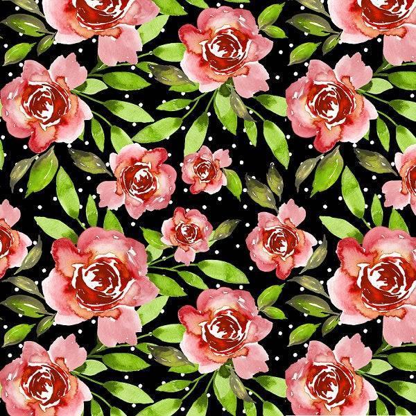 Indy Bloom Fabric Christmas Black Rosie 23 – Australian custom printed fabric pre-order | Fabric by Missy Rose