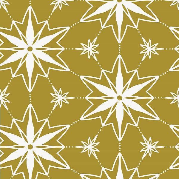Indy Bloom Fabric Christmas Ornament stars in Mustard 12 – premium custom printed fabric for sewing | Fabric by Missy Rose