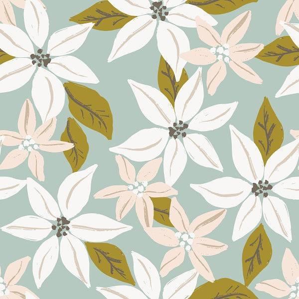 Indy Bloom Fabric Christmas Poinsettia Ice 05 – Australian custom printed fabric pre-order | Fabric by Missy Rose