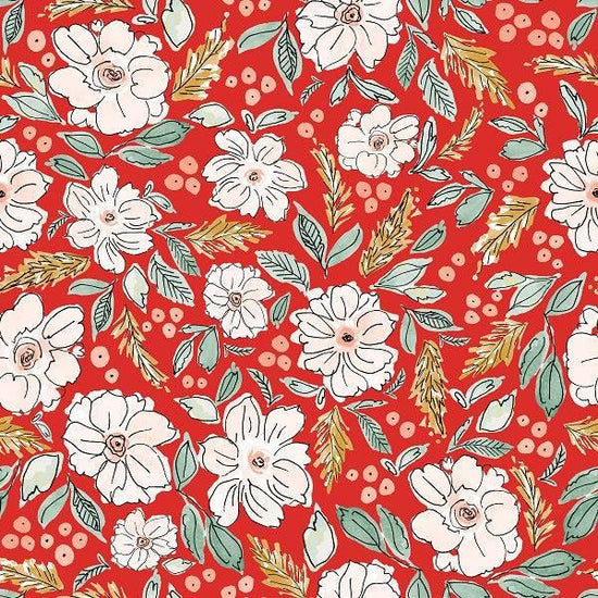 IB Christmas - Red Blossoms 01 - Fabric by Missy Rose Pre-Order