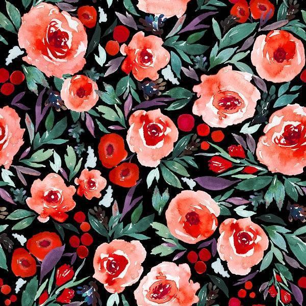 Indy Bloom Fabric Christmas Summer Berry Black 28 – Australian custom printed fabric pre-order | Fabric by Missy Rose