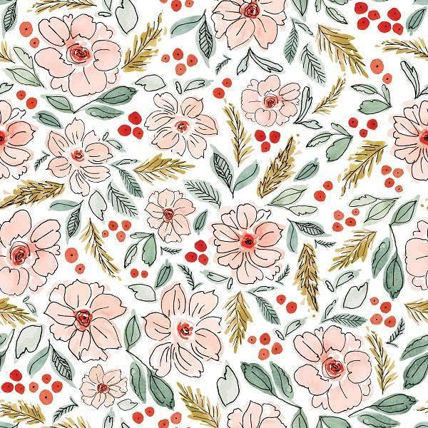 Indy Bloom Fabric Christmas White Blossoms 02 – pre-order designer fabric Australia | Fabric by Missy Rose