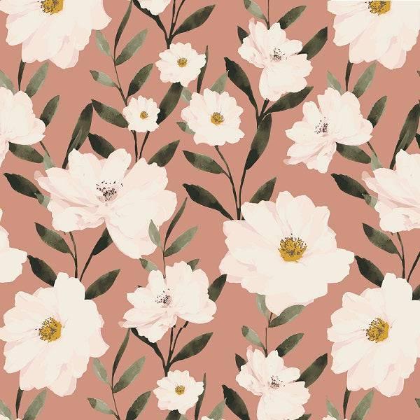 Indy Bloom Fabric Desert Rose White Lily 01 – custom printed pre-order fabric Australia | Fabric by Missy Rose