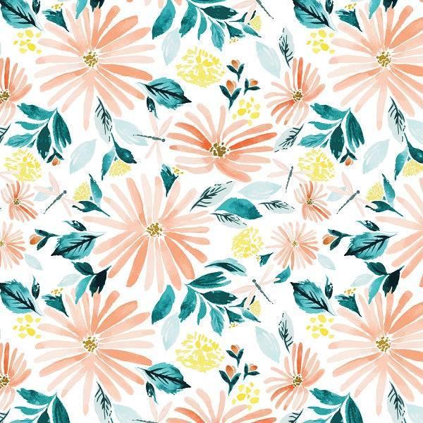 Indy Bloom Fabric Dragonfly Dreams Floral 01 – made-to-order custom fabric by the metre | Fabric by Missy Rose