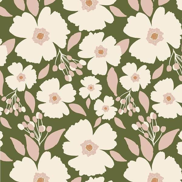 Indy Bloom Fabric Easter Party Blossoms Olive 12 – premium custom printed fabric for sewing | Fabric by Missy Rose
