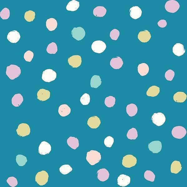 Indy Bloom Fabric Easter Party Polka Blue 07 – premium custom printed fabric for sewing | Fabric by Missy Rose