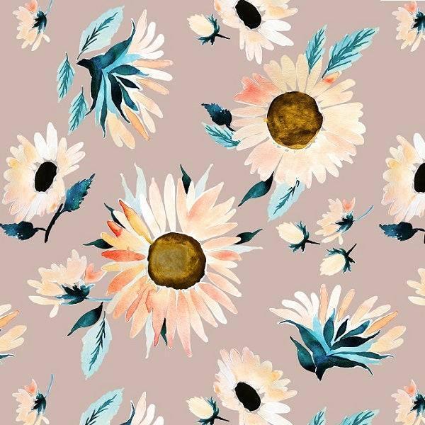 Indy Bloom Fabric Fall Peachy Sunflowers 05 – made-to-order custom fabric by the metre | Fabric by Missy Rose