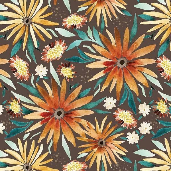 Indy Bloom Fabric Fall Sunflower Brown 10 – made-to-order custom fabric by the metre | Fabric by Missy Rose