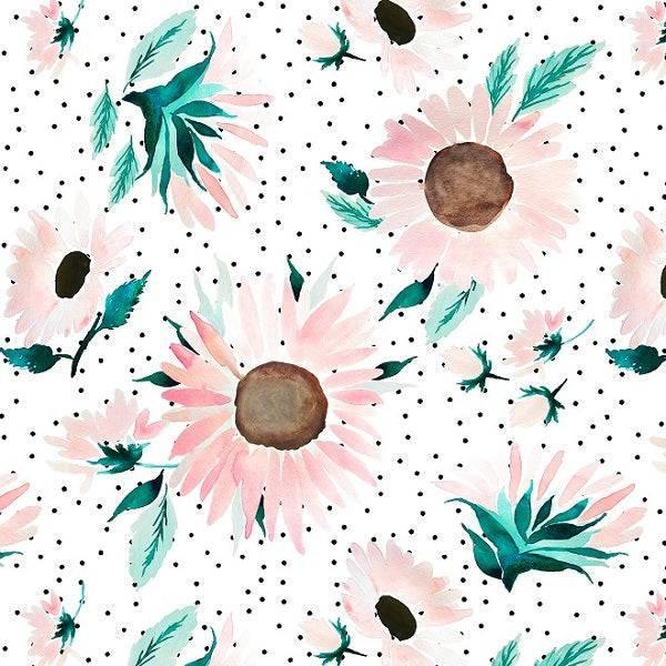 Indy Bloom Fabric Fall White Sunflower 06 – premium custom printed fabric for sewing | Fabric by Missy Rose