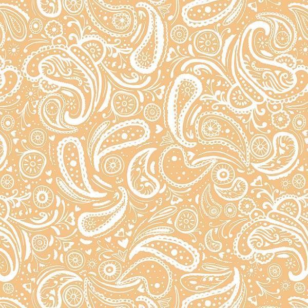 Indy Bloom Fabric Farmhouse Paisley in Daffodil 08 – premium custom printed fabric for sewing | Fabric by Missy Rose