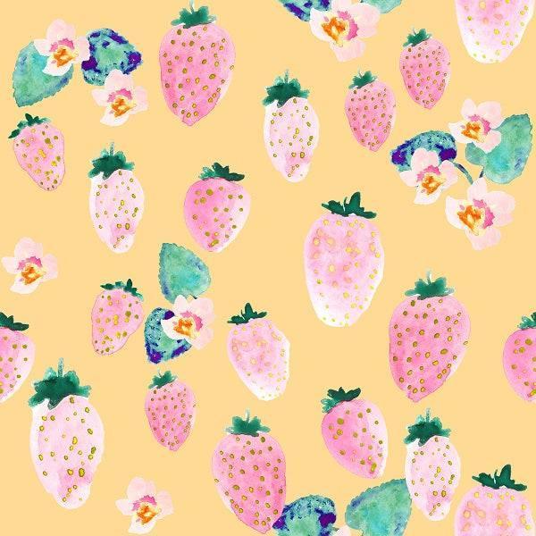 Indy Bloom Fabric Flamingo Summer Strawberry Yellow 12 – Australian custom printed fabric pre-order | Fabric by Missy Rose