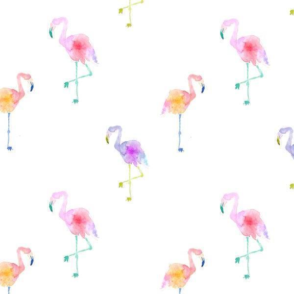 Indy Bloom Fabric Flamingo Summer White 08 – premium custom printed fabric for sewing | Fabric by Missy Rose