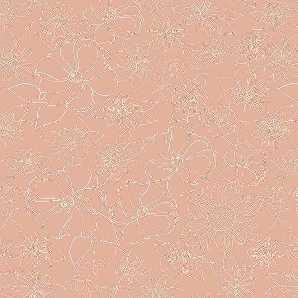Indy Bloom Fabric Flower Child Sketched floral in Blush 07 – premium custom printed fabric for sewing | Fabric by Missy Rose