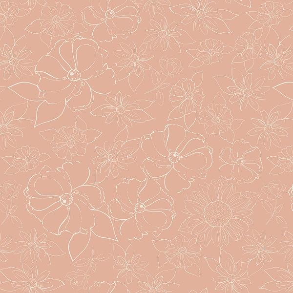 Indy Bloom Fabric - Flower Child - Sketched floral in Blush 07 - Fabric by Missy Rose Pre-Order