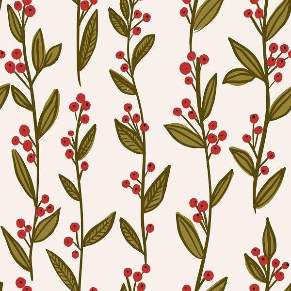 Indy Bloom Fabric Frosty and Bright Holly Branches 03 – pre-order designer fabric Australia | Fabric by Missy Rose