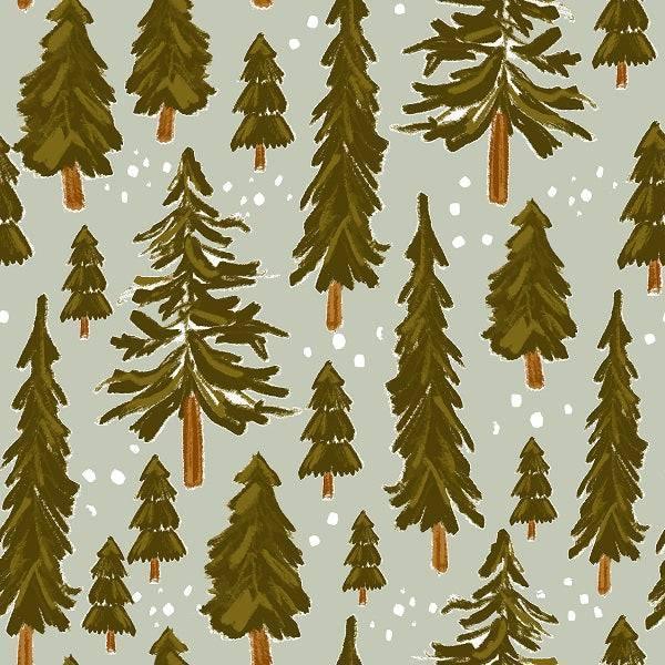 Indy Bloom Fabric Frosty and Bright Snowy Pines 04 – custom printed pre-order fabric Australia | Fabric by Missy Rose