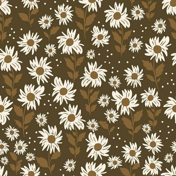 Indy Bloom Fabric Golden Girl Sunflowers in Chocolate 03 – pre-order designer fabric Australia | Fabric by Missy Rose